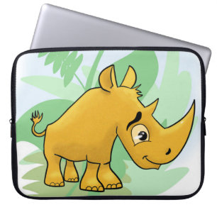 Magnificent Cartoon Rhino Laptop Sleeve