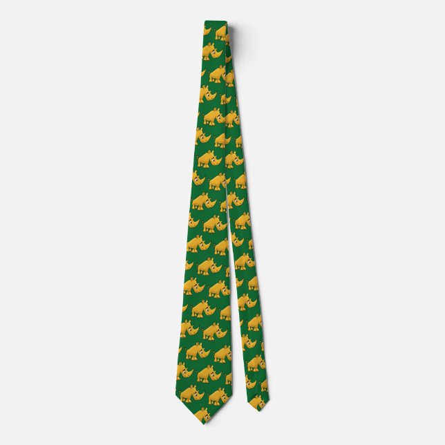Magnificent Cartoon Rhinoceros Tie (Front)