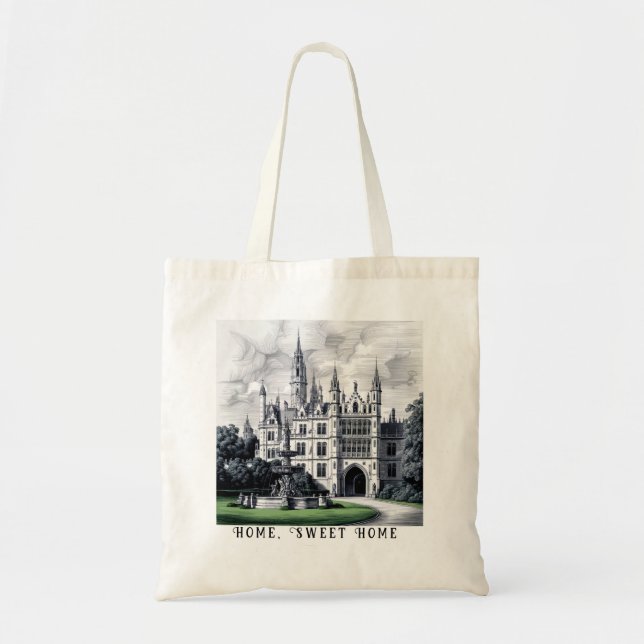 Magnificent Castle with Customisable Text Tote Bag (Front)
