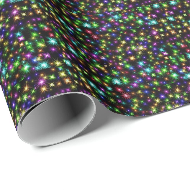 Magnificent Christmas Colourful Sparkly SParks Wrapping Paper (Roll Corner)