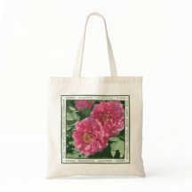 Magnificent deep pink peony on canvas tote bag.