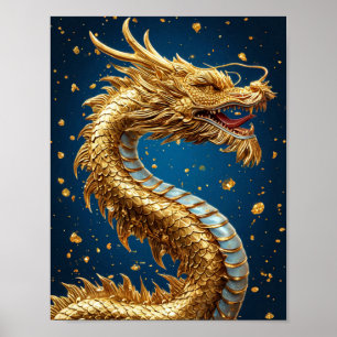 Magnificent golden dragon poster
