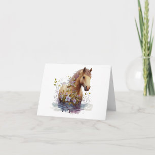 Magnificent Horse with Flowers BLANK  Card