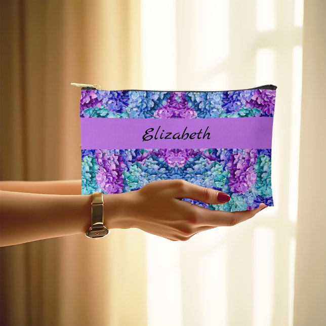 Magnificent hydrangea blossoms, personalised     accessory pouch (Creator Uploaded)