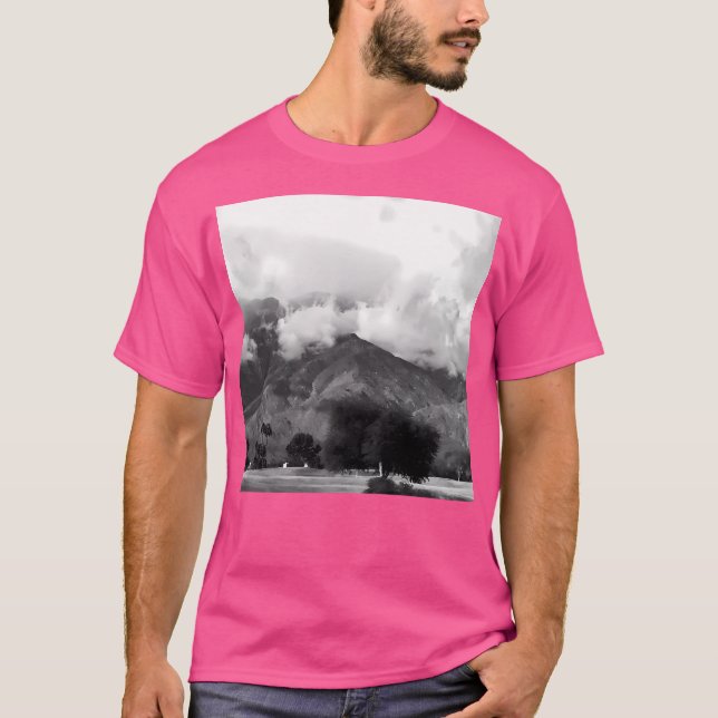 Magnificent Mountains Adorned By Foggy Clouds Art  T-Shirt (Front)