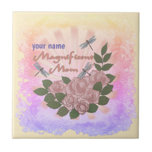 Magnificent Mum Roses Ceramic Tile
