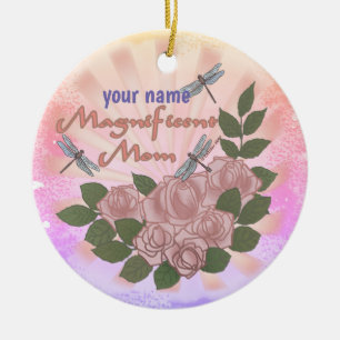 Magnificent Mum Roses custom Ceramic Ornament