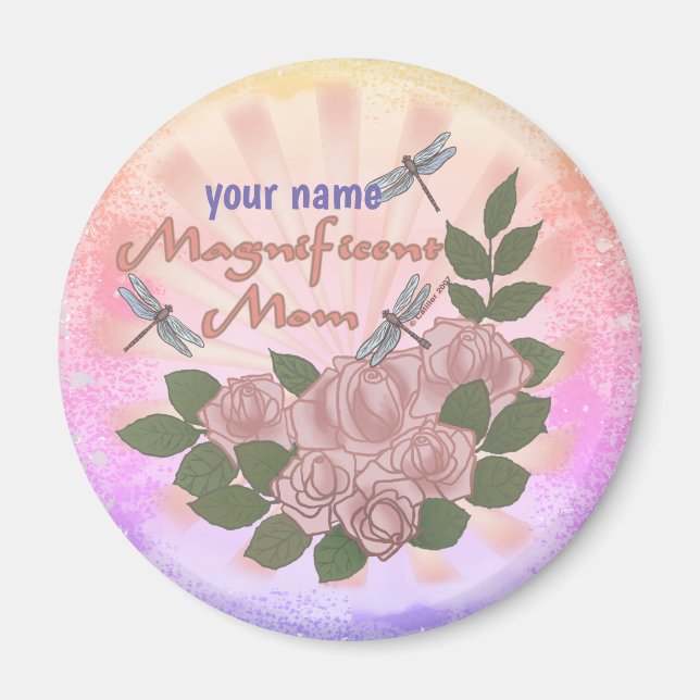 Magnificent Mum Roses custom name Magnet (Front)