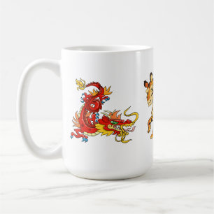 Magnificent Oriental Dragons and Tiger Coffee Mug