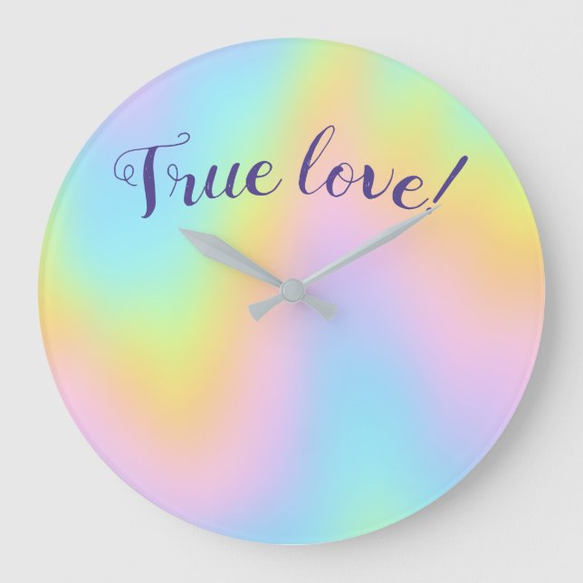 Magnificent Pastel Rainbow Wedding Large Clock (Front)