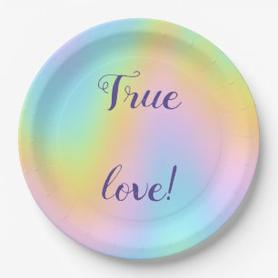 Magnificent Pastel Rainbow Wedding Paper Plate