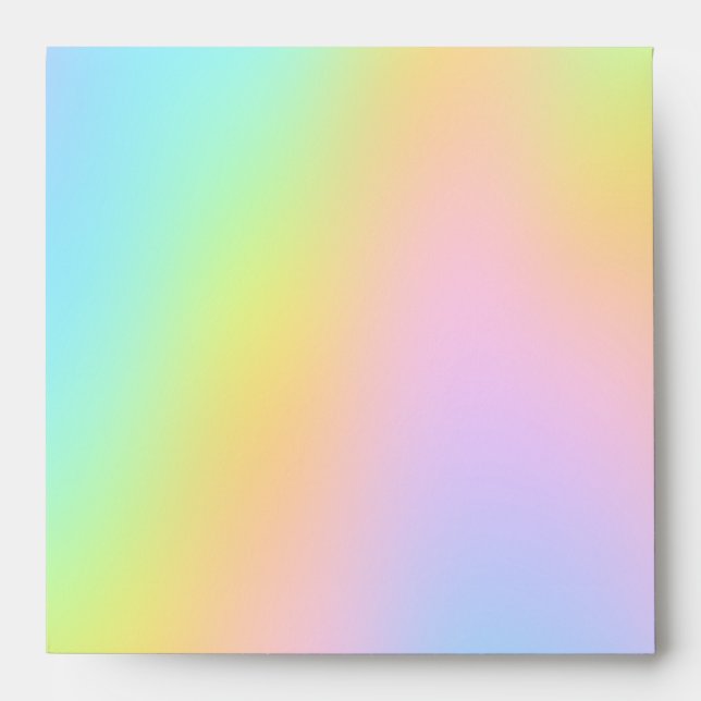 Magnificent Pastel Rainbow Wedding Square Envelope (Front)
