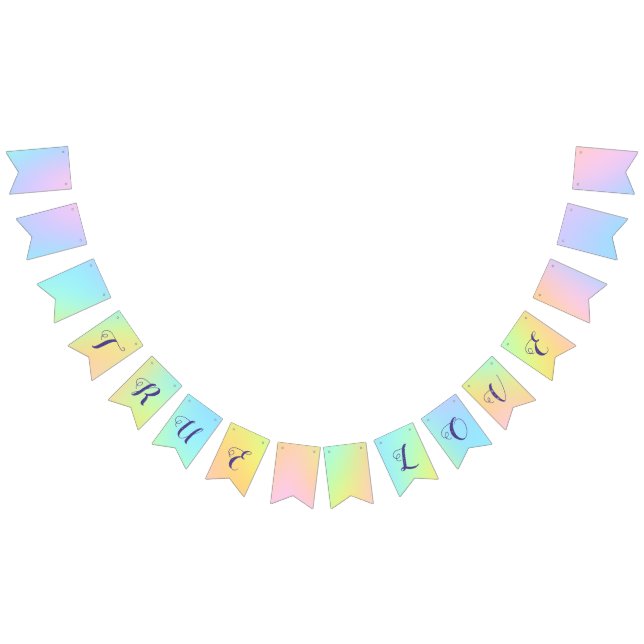 Magnificent Pastel Rainbow Wedding "True Love" Bunting (All)