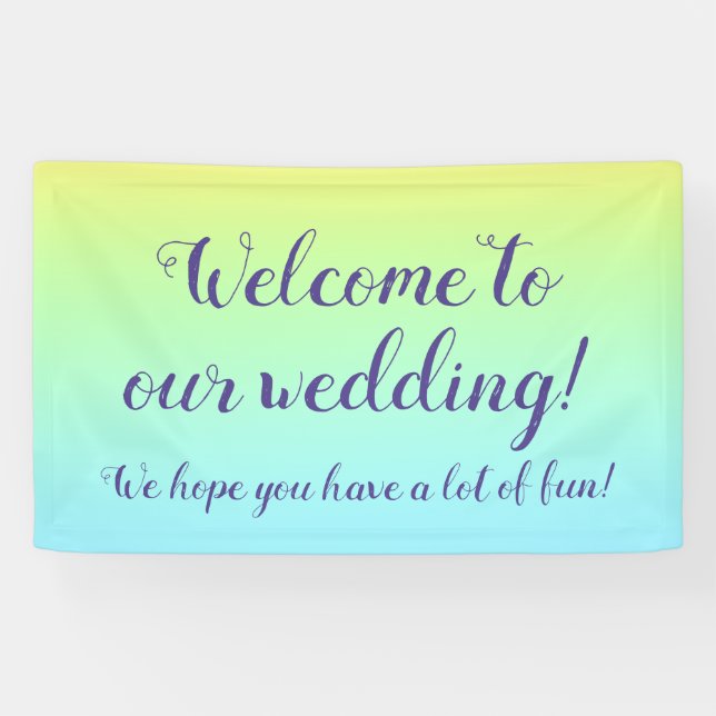 Magnificent Pastel Rainbow Wedding "Welcome" Banner (Horizontal)