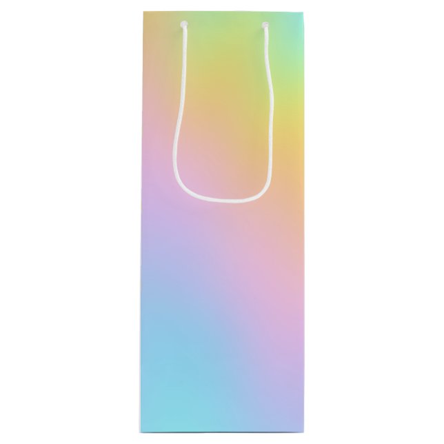 Magnificent Pastel Rainbow Wedding Wine Gift Bag (Front)