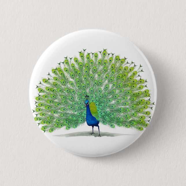 Magnificent Peacock Art 6 Cm Round Badge (Front)