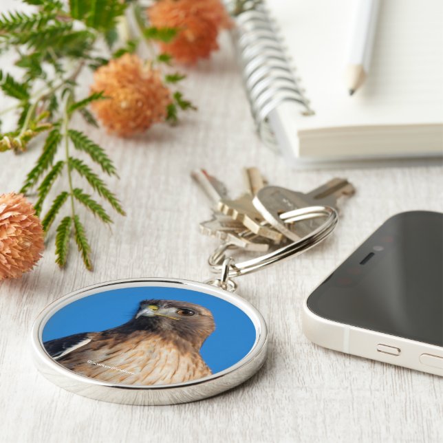 Magnificent Red-Tailed Hawk in the Sun Key Ring (Side)