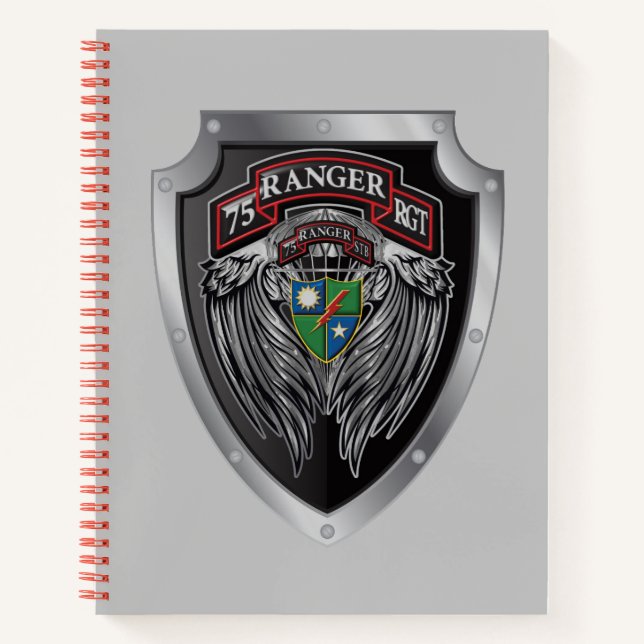 Magnificent STB Bat 75th Ranger Regimental Scroll Notebook (Front)