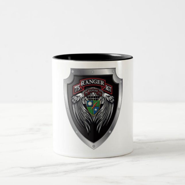 Magnificent STB Bat 75th Ranger Regimental Scroll Two-Tone Coffee Mug (Center)