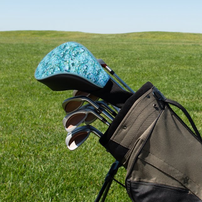 Magnificent, turquoise hydrangea blossoms golf head cover (In Situ)