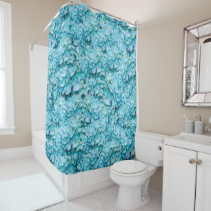 Magnificent, turquoise hydrangea blossoms shower curtain