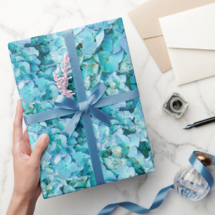 Magnificent, turquoise hydrangea blossoms wrapping paper