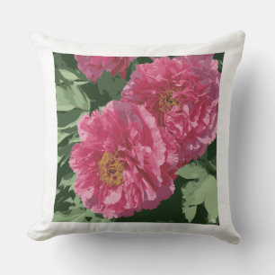 Magnificent vibrant pink peony on throw pillow. cushion