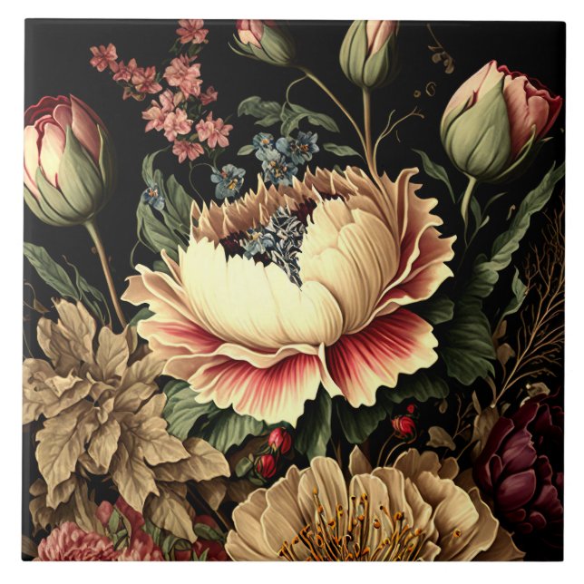 Magnificent Vintage Floral Arrangement  Ceramic Tile (Front)