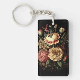Magnificent Vintage Floral Arrangement  Key Ring