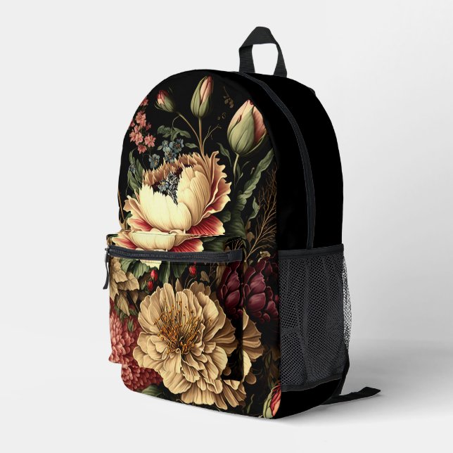 Magnificent Vintage Floral Arrangement  Printed Backpack (Back Corner Right)