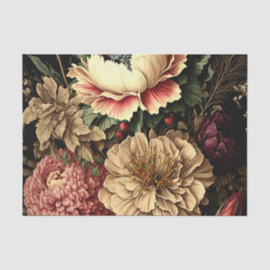 Magnificent Vintage Floral Arrangement Tissue Paper