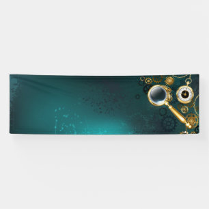 Magnifier in Steampunk Style Banner