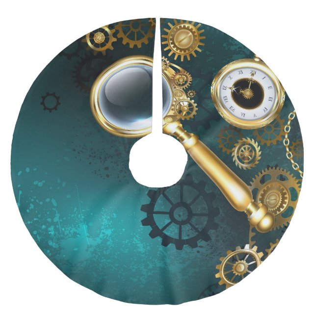 Magnifier in Steampunk Style Brushed Polyester Tree Skirt (Front)