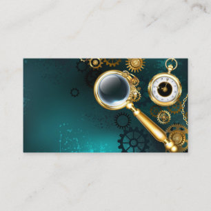 Magnifier in Steampunk Style Business Card