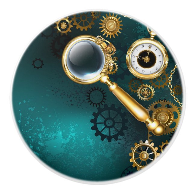 Magnifier in Steampunk Style Ceramic Knob (Front)