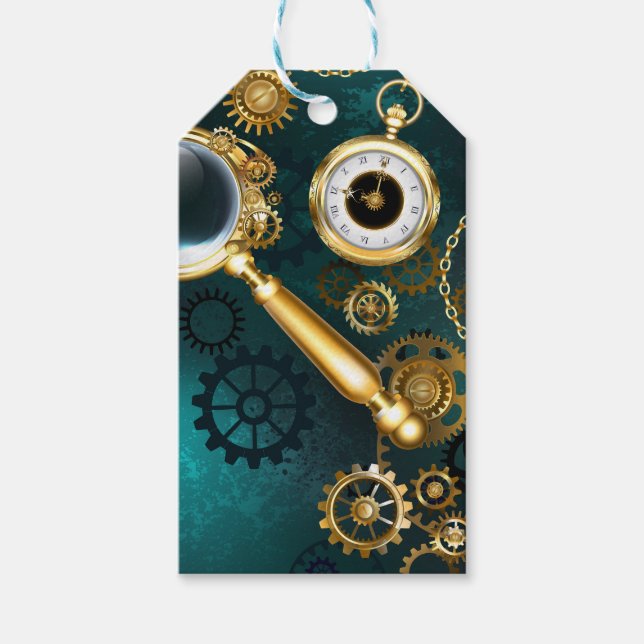 Magnifier in Steampunk Style Gift Tags (Front)