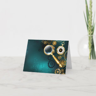 Magnifier in Steampunk Style Holiday Card
