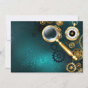 Magnifier in Steampunk Style Holiday Card