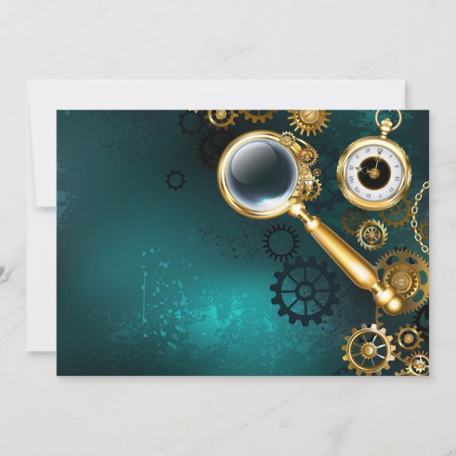 Magnifier in Steampunk Style Invitation (Front)