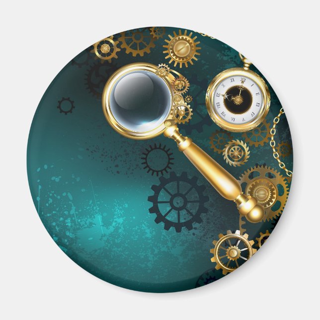 Magnifier in Steampunk Style Magnet (Front)