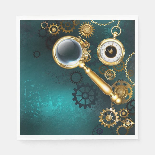 Magnifier in Steampunk Style Napkin (Front)