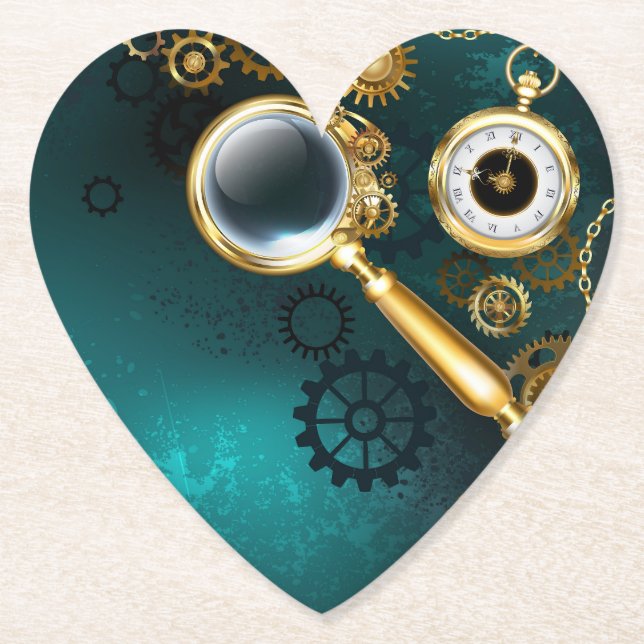 Magnifier in Steampunk Style Paper Coaster (Front)