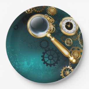 Magnifier in Steampunk Style Paper Plate