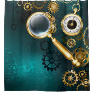 Magnifier in Steampunk Style Shower Curtain