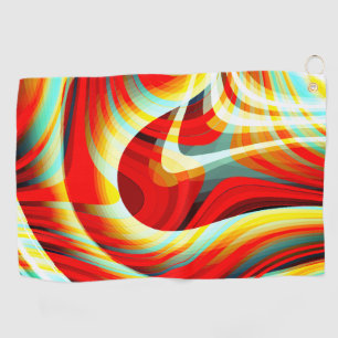 Magnifying curved red strokes overlapping in mess  golf towel