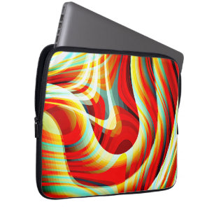 Magnifying curved red strokes overlapping in mess laptop sleeve