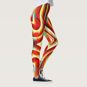 Magnifying curved red strokes overlapping in mess  leggings