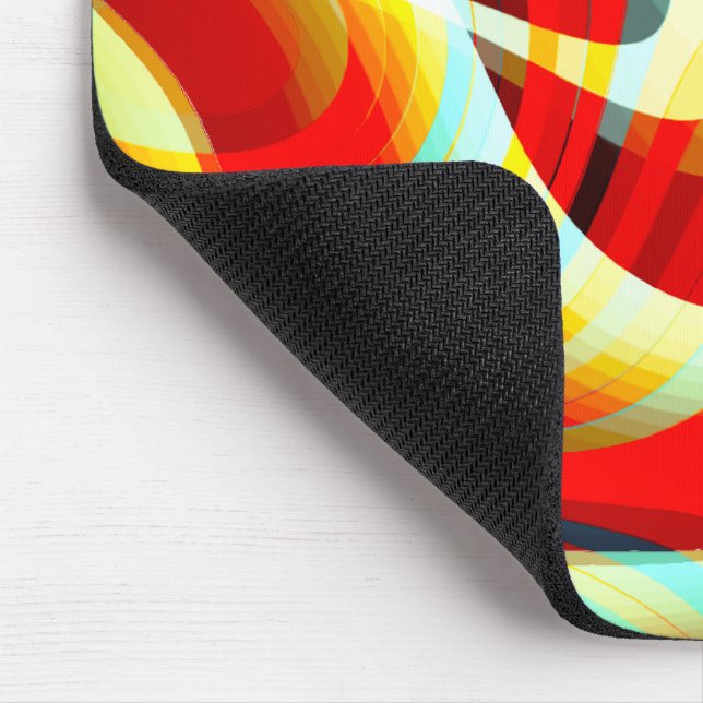 Magnifying curved red strokes overlapping in mess  mouse pad (Corner)