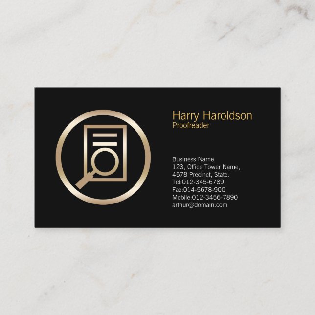 Magnifying Glass Document Proofreader BusinessCard Business Card (Front)