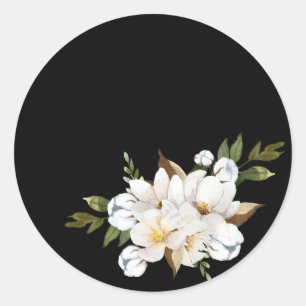 Magnolia and cotton classic round sticker